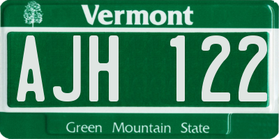 VT license plate AJH122