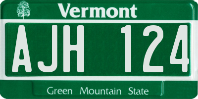 VT license plate AJH124