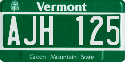 VT license plate AJH125