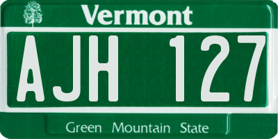 VT license plate AJH127