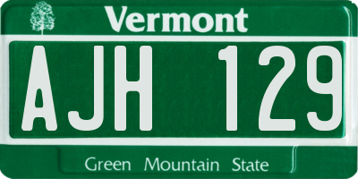 VT license plate AJH129