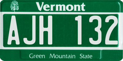 VT license plate AJH132