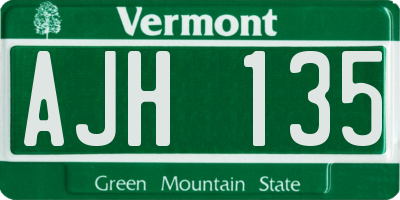VT license plate AJH135