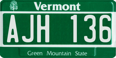 VT license plate AJH136