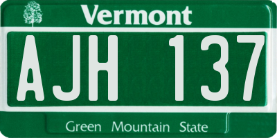 VT license plate AJH137