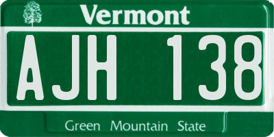 VT license plate AJH138