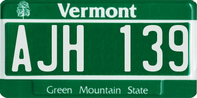 VT license plate AJH139