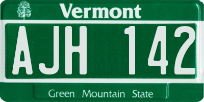 VT license plate AJH142
