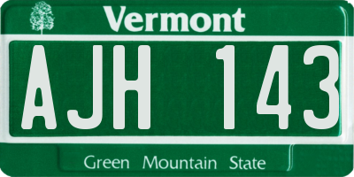 VT license plate AJH143