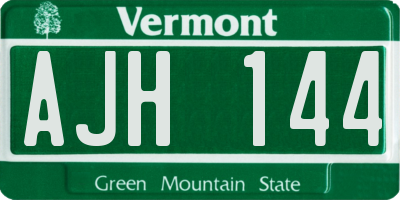 VT license plate AJH144