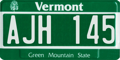 VT license plate AJH145