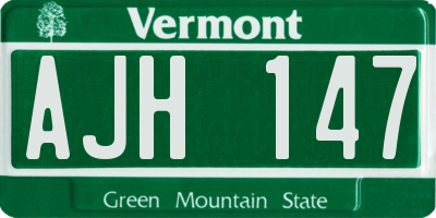 VT license plate AJH147