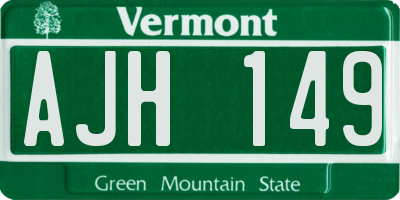 VT license plate AJH149