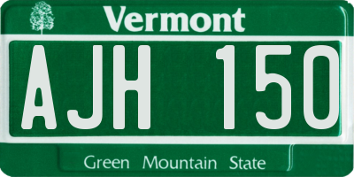 VT license plate AJH150