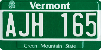VT license plate AJH165