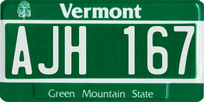 VT license plate AJH167
