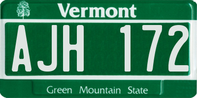 VT license plate AJH172