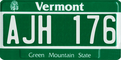 VT license plate AJH176