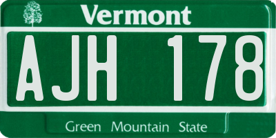 VT license plate AJH178