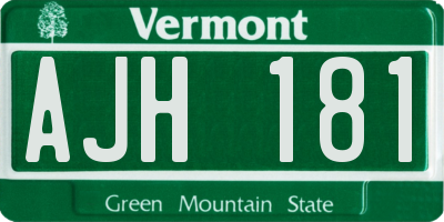 VT license plate AJH181