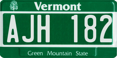 VT license plate AJH182