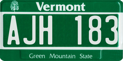 VT license plate AJH183