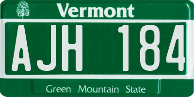 VT license plate AJH184