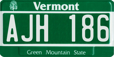 VT license plate AJH186