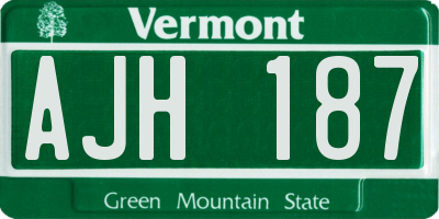 VT license plate AJH187