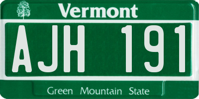 VT license plate AJH191