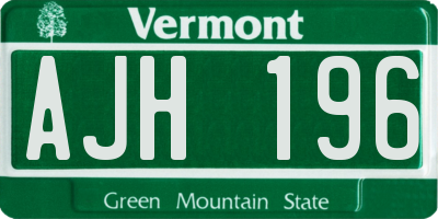 VT license plate AJH196
