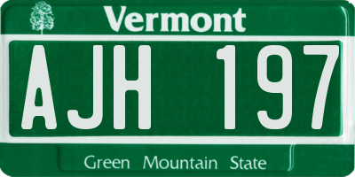VT license plate AJH197