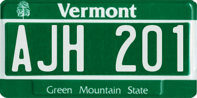 VT license plate AJH201