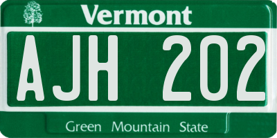 VT license plate AJH202