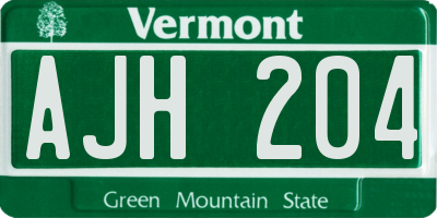 VT license plate AJH204