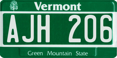 VT license plate AJH206