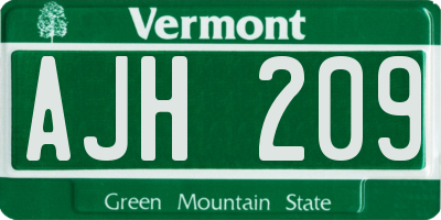 VT license plate AJH209