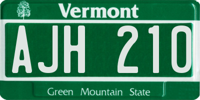 VT license plate AJH210
