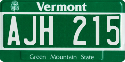 VT license plate AJH215