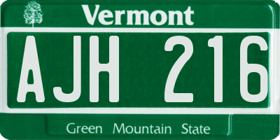VT license plate AJH216