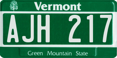 VT license plate AJH217