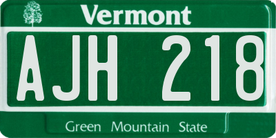 VT license plate AJH218