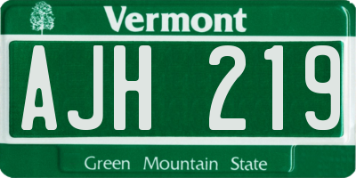 VT license plate AJH219