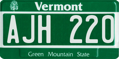 VT license plate AJH220