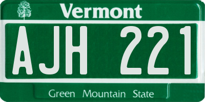 VT license plate AJH221