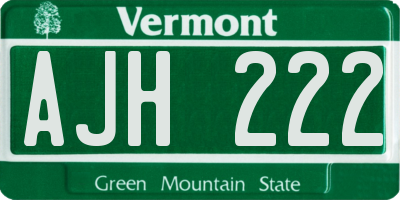 VT license plate AJH222