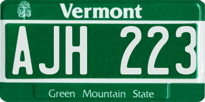 VT license plate AJH223