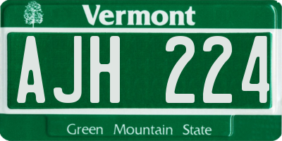 VT license plate AJH224
