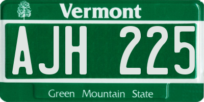 VT license plate AJH225