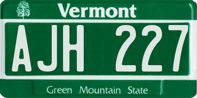 VT license plate AJH227